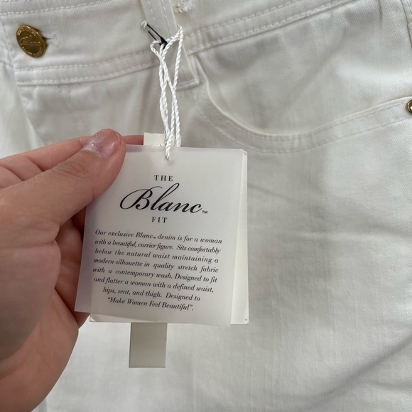 Blanc White Boot Leg Denim Silver/Gold Studs & Stones Ladies 10 NEW - Picture 5 of 14